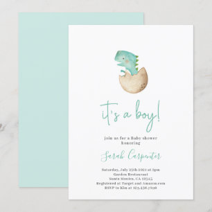 Es ist ein Boy-Dinosaurier-Babyduschenjunge Einladung