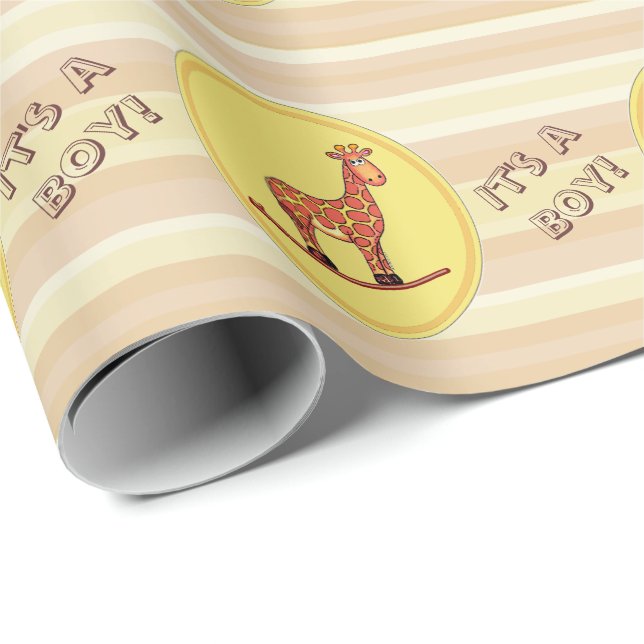 Es ist ein Boy-Giraffe-Rockpferd Geschenkpapier (Rolleneckpunkt)