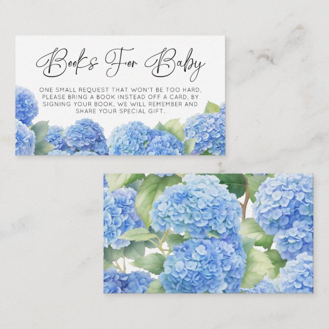 Es ist ein Boy Hydrangea Bücher für Babydusche Begleitkarte (Vorne/Hinten)
