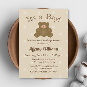 Es ist ein Boy Niedlich Teddy Bear Boy Baby Shower Einladung