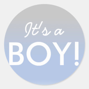 Es ist ein Boy Ombre Blue Silver Baby Shower Stick Runder Aufkleber