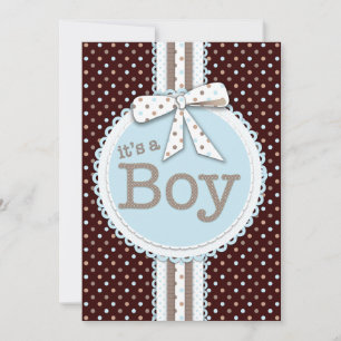 Es ist ein Boy Ribbon & Bow Baby Dusche Blue Dots Einladung