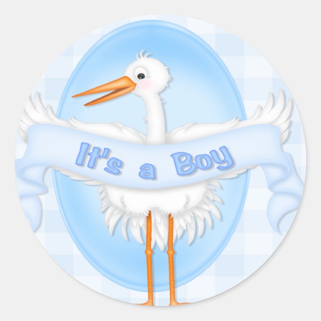 Es ist ein Boy Stork Sticker (Vorderseite)