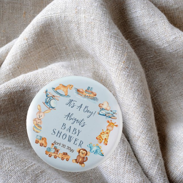 Es ist ein Boy Wooden | Babydusche aus gefülltem S Button (Wooden and Stuffed Toys "It's A Boy" Blue Baby Shower Buttons)