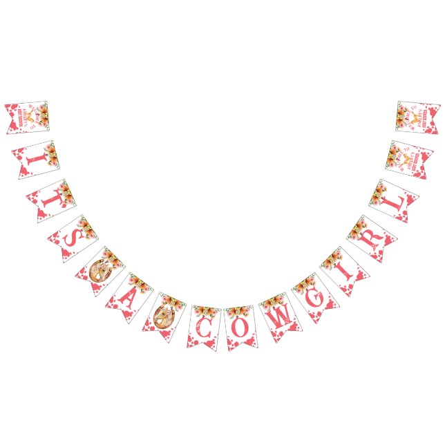 Es ist ein Cowgirl Baby Duschpferde pink Wimpelkette (Alle)