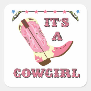 Es ist ein Cowgirlaufkleber Quadratischer Aufkleber