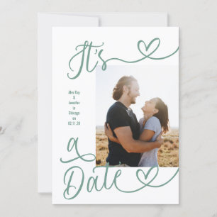 Es ist ein Datum Foto Salbei-Grün Hochzeit Save The Date