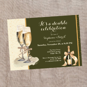 Es ist ein Doppel-Feier Gold Champagner Party Einladung
