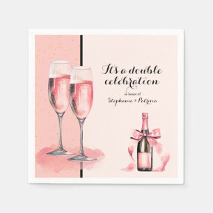 Es ist ein doppeltes Fest Rosa Champagner Geburtst Serviette