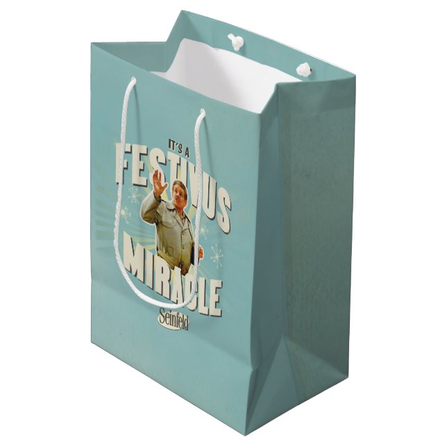 Es ist ein Festivus-Wunder Mittlere Geschenktüte (Vorderseite Schrägansicht)