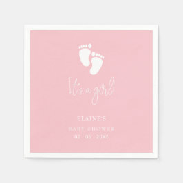 Es ist ein Girl Baby Footprint Niedlich Pink Baby Serviette