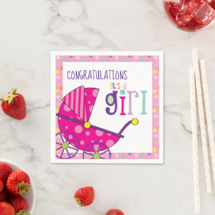 Es ist ein Girl Baby Shower Cocktail Napkin Serviette