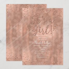 Es ist ein Girl Baby Shower Pink Rose Gold Glamour Einladung