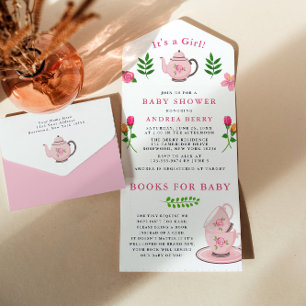 Es ist ein Girl Baby Shower Tea Party All In One Einladung