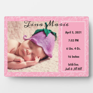 Es ist ein Girl Birth Announcement Pink Baby Foto Fotoplatte
