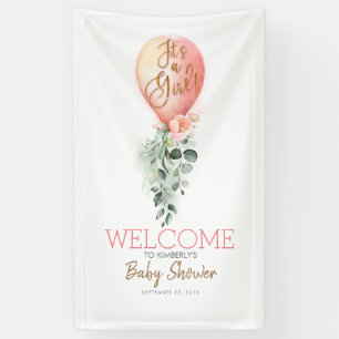 Es ist ein Girl Blush Pink Balloon Baby Dusche Wil Banner