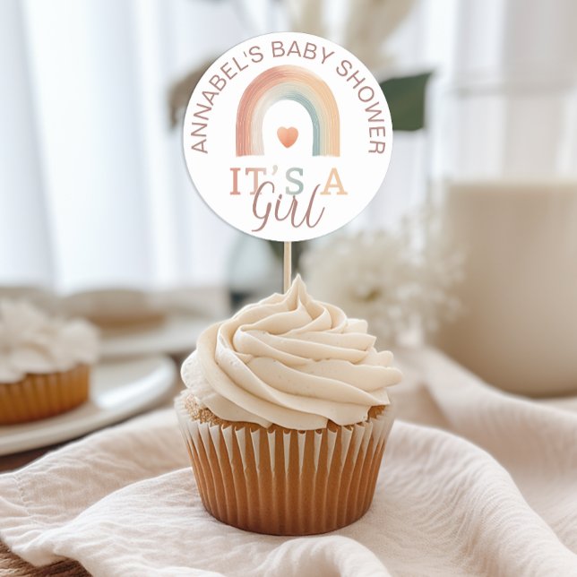 Es ist ein Girl Boho Rainbow Baby Shower Sticker - (Baby Shower Favor Sticker - to used any number of ways)