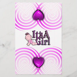 Es ist ein Girl Checked Text mit Baby Candy Bar Wr Briefpapier