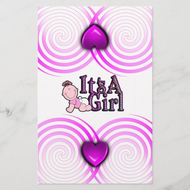 Es ist ein Girl Checked Text mit Baby Candy Bar Wr Briefpapier (Vorderseite)