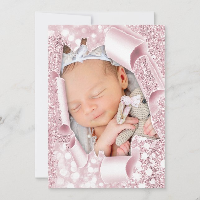 Es ist ein Girl Girl Foto SweetGlitter Baby Shower Einladung (Vorderseite)
