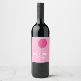 Es ist ein Girl Modern Whimsical Pink Wine Label Weinetikett
