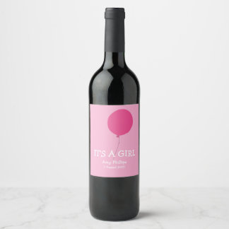 Es ist ein Girl Modern Whimsical Pink Wine Label Weinetikett