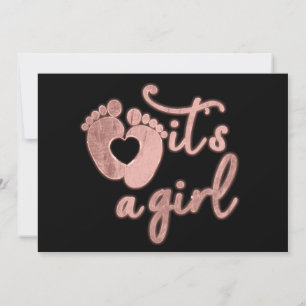 Es ist ein Girl New Baby Rose Black Heart Feet Cus Einladung