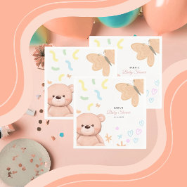 Es ist ein Girl Niedlich Teddy Bear Baby Shower Ca Serviette