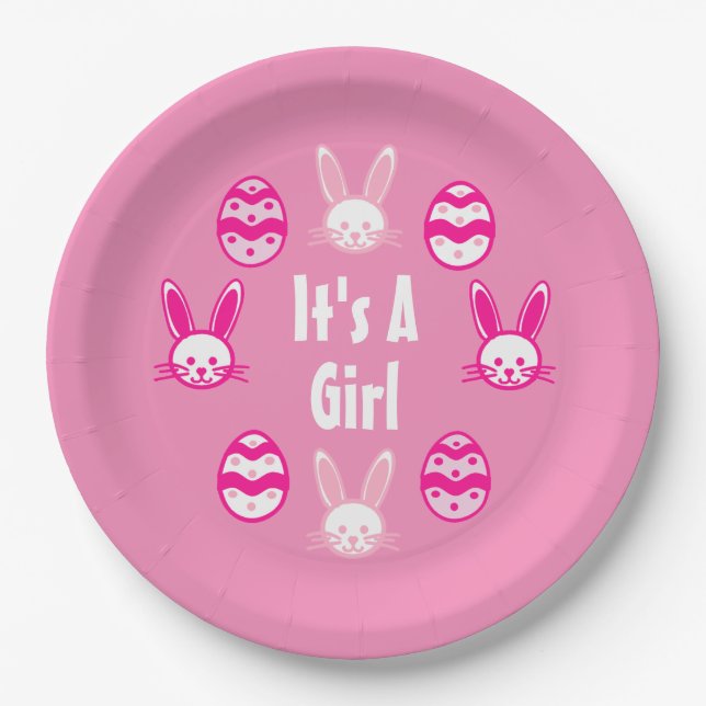Es ist ein Girl-Ostern Pappteller (Vorderseite)
