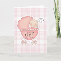 Es ist ein Girl Pink Baby Buggy Glückwunsch