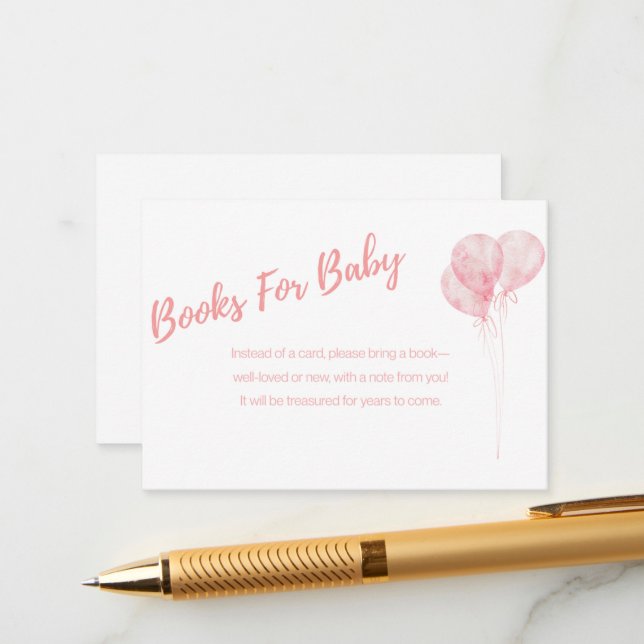 Es ist ein Girl-Pink-Balloons-Bücher für die Kinde Begleitkarte (Vorderseite/Rückseite Beispiel)