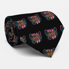 Es ist ein Girl Pink Black Baby Footprints Krawatte