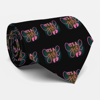 Es ist ein Girl Pink Black Baby Footprints Krawatte