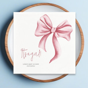 Es ist ein Girl Pink Bow Baby Shower Party Serviette