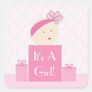 Es ist ein Girl-Pink-Geschenkaufkleber Quadratischer Aufkleber