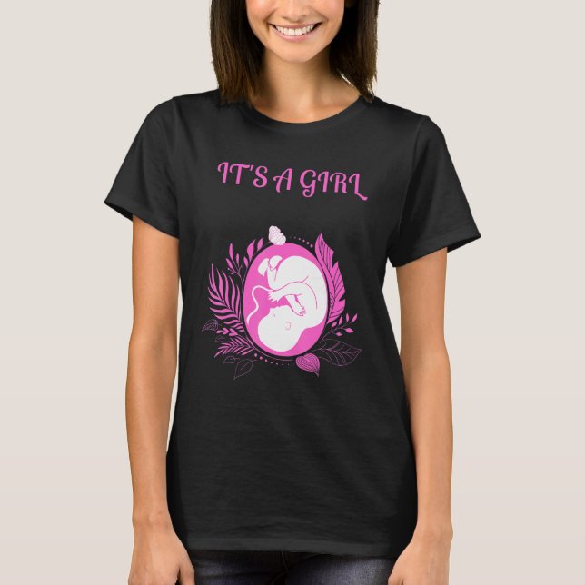 Es ist ein Girl Pink Girl Baby Shower Gender Revea T-Shirt (Vorderseite)