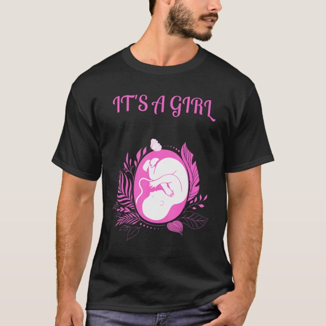 Es ist ein Girl Pink Girl Baby Shower Gender Revea T-Shirt (Vorderseite)