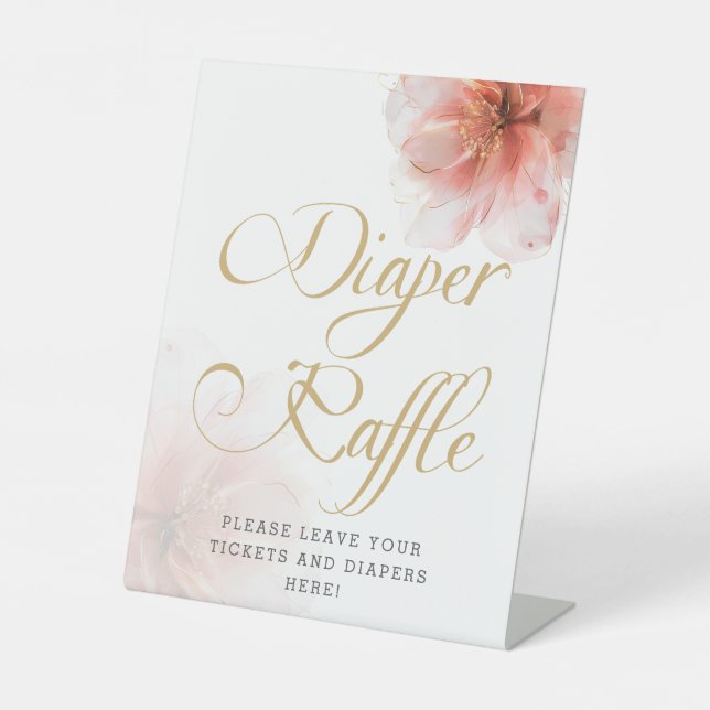 Es ist ein Girl Pink Gold Baby Dusche Windel Raffl Sockelschild (Vorderseite)