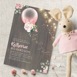 Es ist ein Girl Pink Gold Ballon Rustic Baby Showe Einladung