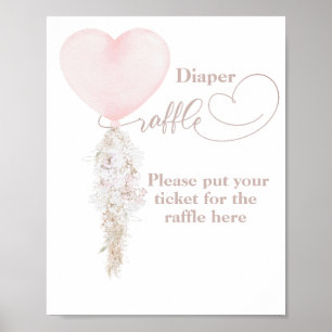 Es ist ein Girl Pink Heart Balloon Baby Shower Win Poster