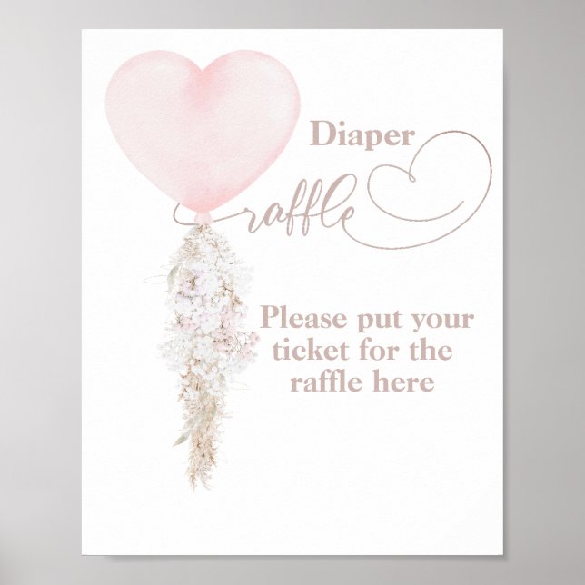 Es ist ein Girl Pink Heart Balloon Baby Shower Win Poster (Vorne)