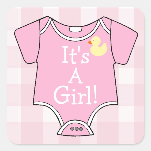 Es ist ein Girl-Pink-Onsie Quadratischer Aufkleber (Vorderseite)