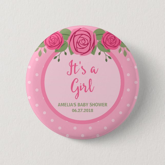Es ist ein Girl-Pink-Polka-Dot und eine Blumenbaby Button (Vorderseite)