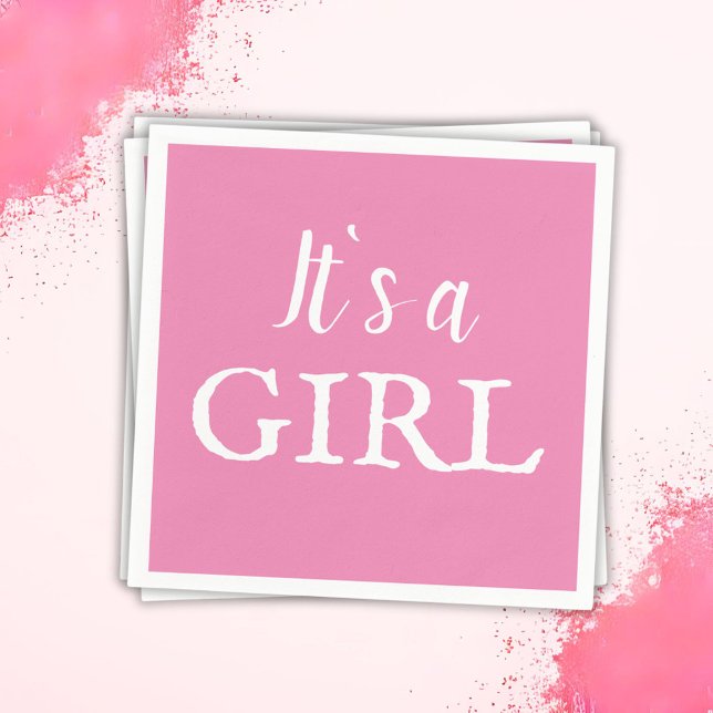 Es ist ein Girl Pink Script Baby Girl Baby Shower Serviette (Von Creator hochgeladen)