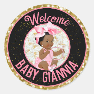 Es ist ein Girl Pink und Gold Glitzer Elegant Runder Aufkleber