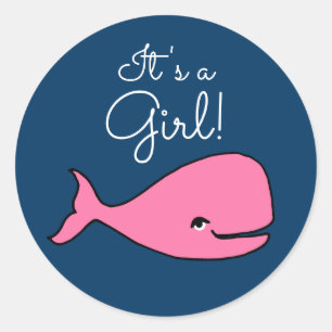 Es ist ein Girl-Pink-Whale-Aufkleber Runder Aufkleber