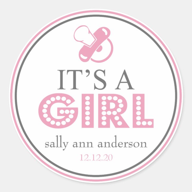 Es ist ein Girl Schnuller Gevor Sticker (Pink / Gr (Vorderseite)
