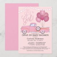 Es ist ein Girl Truck Balloons Drive by Baby Showe