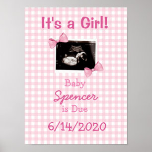 Es ist ein Girl, Ultrasound Baby Announcement Post Poster
