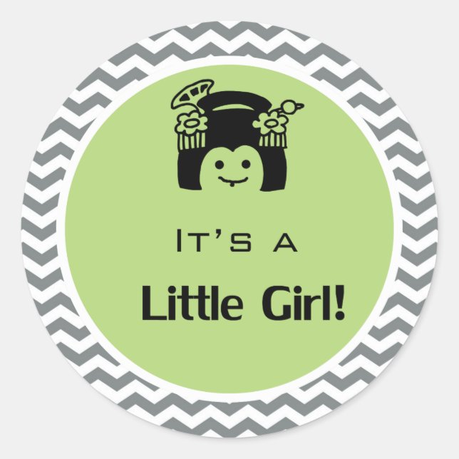 Es ist ein grün-graues, Zickzack Aufkleber. Runder Aufkleber (Vorderseite)